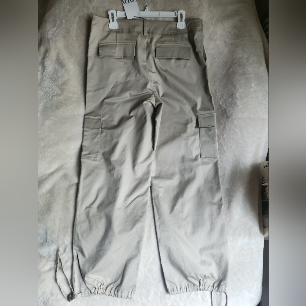 Zara cargo pants Straight Leg  Cargo Camel Sz L. M BNWT - Picture 8 of 12